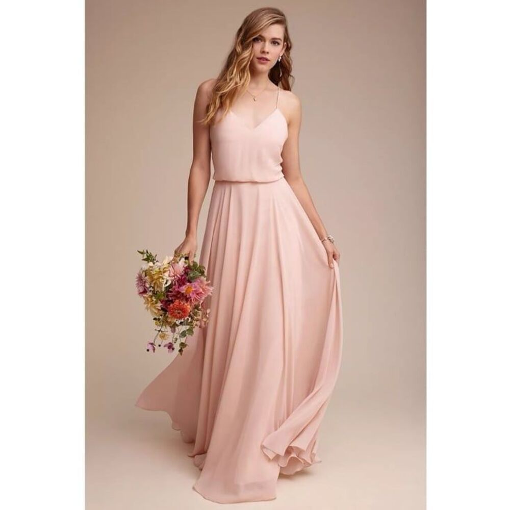 Jenny Yoo Inesse Luxe Chiffon Gown in Whipped Apricot Size 0